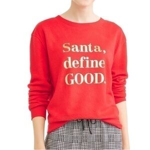 Juniors Santa-Define Good Red Fleece Sweatshirt Christmas